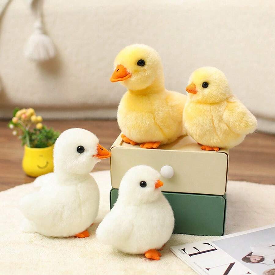 Cute Little Yellow Duck And Chick Plush Toy, Fun Jumping Chick Bag Pendant, Suitable For Car Decorations, Office Desks, Children's Companions, Christmas, Children's Day, Thanksgiving, Easter, Realistic Little Yellow Duck. - Multicolor - View 1