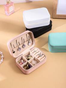 Hộp đựng trang sức mini, hộp đựng trang sức du lịch có khóa kéo di động, hộp quà tặng cho nữ, giá trưng bày trang sức đa chức năng cho nhẫn, mặt dây chuyền, bông tai, dây chuyền - Thích hợp cho bé gái và phụ nữ, quà tặng Halloween, quà tặng Giáng sinh. - nhiều màu - Xem 4