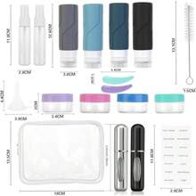 Juego de 18 Botellas De Viaje De Silicona botellas a prueba de fugas de 3.4 onzas/100 ml con etiqueta botellas de viaje portatil sin BPA kit de viaje recargable travel entials Estilo A - EstiloA - Ver 2
