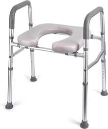 Asiento de inodoro elevado - Capacidad de 159 kg, Elevadores de inodoro para personas mayores, Asiento de inodoro con reposabrazos, Cojín cómodo, Diseño duradero - Blanco - Ver 6