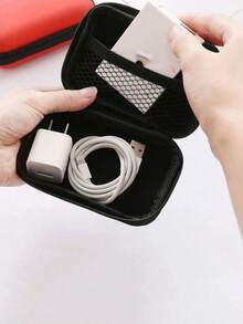 1pc Customizable Name Mini Storage Bag, Phone Charger Cable Organizer Pouch, Zipper Round Wallet, USB Charger Earphone Organizer Bag, Portable Hard Drive Earphone Storage Box, Power Bank Travel Charger Storage Box, School/University Earphone Cable Organizer Bag, Electronics Accessories Organizer Box - Multicolor - View 4