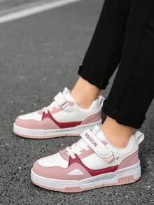 1 Pair Teenagers' Skateboard Shoes, Casual Fashion Patchwork Contrast Color, Quality Upper, Anti-Collision Toe, Non-Slip Sole, Vibrant Color Contrast, Suitable For Students, Campus, Sports, Street, Daily Wear - Pink - View 7