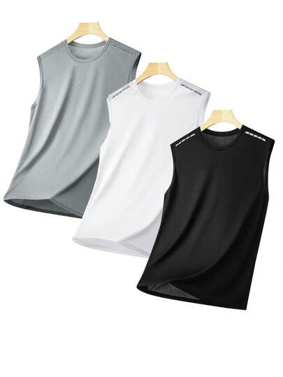 3pcs/Set Men's Casual Sports Tank Tops, Lightweight Sleeveless Fitness Vest For Summer