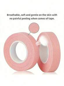 12pcs/Roll, 6pcs/Roll, 1pc/Roll Eyelash Extension Glue Tape, Pink Breathable Cloth Tape, Suitable For Eyelash Extension, Gentle With No Residue, Skin-Friendly And Non-Irritating - Multicolor - View 2