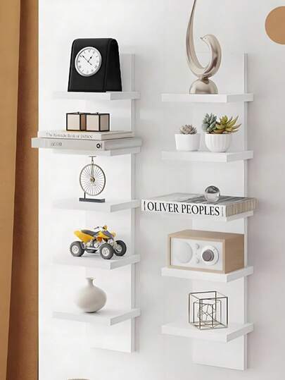 1 st. vit svart vägghylla med 5 våningar - mångsidig hängande förvaringsorganisatör för sovrum, vardagsrum, hall och garage - perfekt för konst och hantverk, heminredning