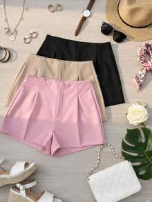 ✨ Set Of 3 Women's Dress Shorts – Summer 2025 Fashion ✨ - 嬰兒粉,米色和黑色 - 查看 1