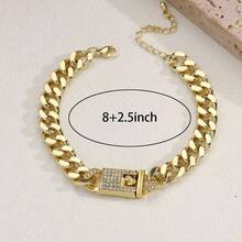 14K Gold Anklets For Women Waterproof Rhinestone Ankle Bracelet Layered Cuban Link Chain Diamond Anklet Beach Jewelry For Women - Gold Anklets Style a - View 4