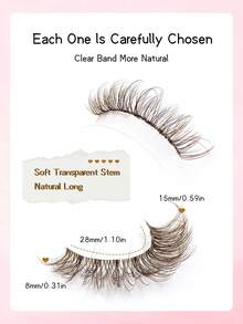 5对Rikuaild透明棕色假睫毛，自然蓬松，可重复使用，适合日常佩戴，睫毛嫁接妆容 - 自然纖長款 - 查看 4