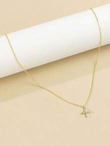 1pc Elegant Minimalist Inlaid Cross Pendant Necklace, Suitable For Daily Wear - one-size - View 2