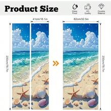Self-Adhesive Refrigerator Wrap Set - Removable Vinyl Fridge Stickers, Peel & Stick Door Mural Decor For Kitchen, Bar, Office 32.3x78.7 - Bãi biển - Xem 3