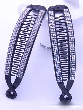 1pc Minimalist Diamond-Colored White & Black Elegant Hair Clip, Cute Accessory For Ponytail, Suitable For Mom, Relatives, Loved Ones