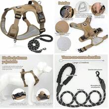 MESVIER Arns para Perro Mediano Grande Pequeo con Correa 1.5m, Pechera para Perro Ajustable Reflectante Transpirable, Arneses para Perro Sin Tirones para Caminar Viajar Entrenar Perros Accesorios - m+negro1 2 - Ver 21