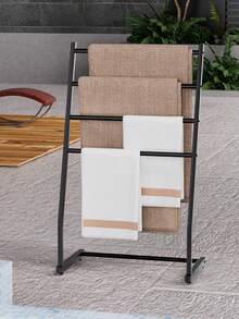 金属毛巾架 | 立式毛巾杆架、毯子梯架、超大浴巾晾晒展示架、泳池毛巾架 - 彩色 - 查看 11