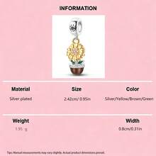 Dijes de flores plateadas con baño de plata para San Valentín, con diseños de lavanda, cactus, rosa, tulipán y girasol. Colgantes de esmalte ajustables de plantas para hacer pulseras, collares, joyería para bodas, fiestas y uso diario. Accesorios románticos para manualidades - Multicolor - Ver 18