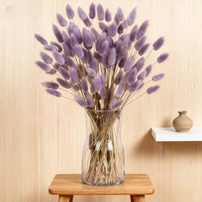 29/58pcs Set Of Dried Flowers Featuring Purple Bunny Tail Pampas, Perfect For Boho-Style Decor In Living Rooms, Gardens, And Outdoor Spaces. Ideal For Arrangements, Wedding Parties, And Festive Gifts Spring Valentine's Day Mother's Day Wedding Decor