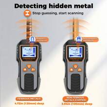 POROMETISTO-DSF01 六合一墙体扫描仪/墙体龙骨探测器，可精确定位孔洞/带电交流电缆/金属/木质龙骨，多功能木材/铁质/有色金属探测工具 - 灰色 - 查看 4