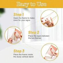 6个4x6英寸（10x15厘米）亚克力标牌架，带金色边框和立式支架 - 双面桌面菜单展示架，适用于婚礼桌号、餐厅标牌、照片和艺术展览 - 金色 - 查看 5