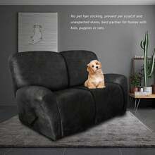 Trugenix-Recliner Sofa Covers - Leather Like Recliner Sofa Covers 3 Seater Recliner Couch Covers For 3 Cushion Couch 8 Pieces Washable Stretch Reclining Sofa Slipcovers (Brown)-GP - 02-深灰色 - 查看 10