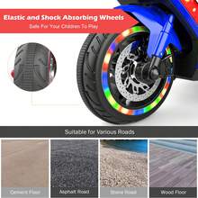 OMCPET 12V Kids Ride On Motorcycle, 4-Wheel Stable Ride On Motorcycle With Cool LED Lights, Built-In Music, Electric Toddler Motorcycle Gift For Boys Girls 3-10 Years Old, Battery Powered Rechargeable, Training Wheels, Ideal Gift For Christmas Birthday, Blue - Blue - View 7