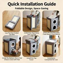 Cat House Foldable Storage Cat Cage Pet Cat Scratching Board Three-Dimensional - 64*40*40cm - View 3