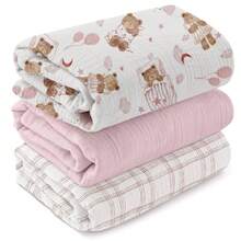 3pcs/Set Newborn Cotton Muslin Swaddle Blankets, Breathable & Soft, Can Wrap Baby And Burp, Essential For Baby Christening, Also A Great Gift For Infants - Multicolor - View 12