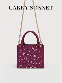 حقيبة مساء نسائية مطرزة باللون البرغندي، حقيبة أنيقة ذات مقبض علوي مزينة بالأزهار اللؤلؤية، محفظة رسمية لحفلات الزفاف والمناسبات، حقيبة نسائية، هدية للنساء - عنابي اللون - مشاهدة 4