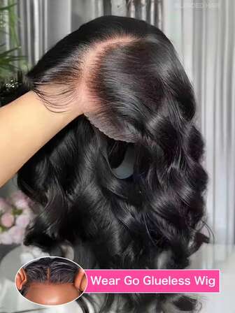 28 Inch 5*5 Pre Cut Lace Glueless Wig Wear And Go Human Frontal Hair Lace Front Black Wig Body Wave Wigs For Women Pre Plucked Ready To Wear Middle Part 13*4 Pre Plucked With Baby Hair Natural Hairline HD Lace Blended Wig