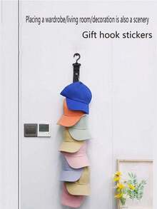 1pc Storage Multifunctional Bedroom Object Hanging Wall Behind The Door, Foyer Wardrobe Clip Baseball Cap Storage Hook Rack Hanging Hat Storage Hook Rack Hanging Hat/Clothes/Accessories/Scarves/Handkerchiefs Easy To Carry When Traveling And Going Out - Multicolor - View 9