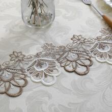 HXARTMIS 1pc White Embroidered Jacquard Round Tablecloth, European Style Polyester Round Dustproof Cover, Oil-Resistant, Stain-Resistant, Wear-Resistant And Scratch-Proof. - White - View 8