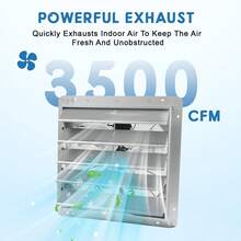 Ventilador de escape automático de aluminio de 20 pulgadas, ventilación de alta velocidad de 3500 CFM con motor silencioso de 1500 RPM para invernadero, ático, tienda, cobertizo y uso - Tipo de Enchufe A USA (110-127V) - Ver 3