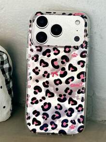 Luxury Cute Bow Leopard Print Pattern Glitter Phone Case Compatible With IPhone 17 Pro Max 17 Pro 17 16 Pro Max 16 Pro 16 15 Pro Max 15 Pro 14 Pro Max 14 Pro 13 12 Pro Max 11 16 15 14 Plus With Lovely Pink Heart Pendant Girl Gift Anti-Drop Back Cover - Leopard - View 6