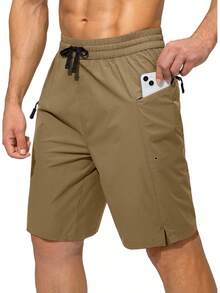 Men's Swim Trunks Quick Dry Board Shorts With Zipper Pockets Beach Shorts Bathing Suits Men - No Mesh Liner - Dark Khaki - 查看 12