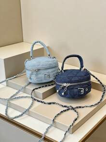 1pc Mini Cute Coin Purse, Fluffy Bucket Bag For Autumn/Winter, Chain Shoulder Crossbody Bag, Suitable For Parent-Child Interaction, Multiple Colors Available, Ideal For Travel, Shopping And Various Occasions, Perfect Gift For Halloween, Thanksgiving, Christmas - Best Seller - Denim Bucket Bag - View 2