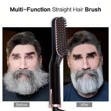 2026 Upgraded Men's Hair And Beard Straightener - Professional Electric Flat Iron With Comb, Fast Heating Styling Tool For Smooth And Neat Hair And Beard