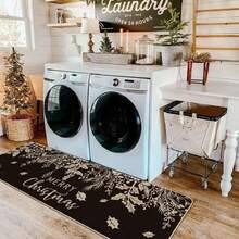 - Felpudo de muérdago de acebo, color negro, para decoración del hogar, de invierno, de perfil bajo, tapete para puerta para interiores y exteriores, 17 x 47 pulgadas,38953332 - Granate - Ver 6