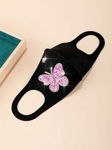 1个可爱优雅的彩色糖果、亮片、水钻、蝴蝶装饰儿童口罩，适合日常佩戴、户外活动、学校、派对、母亲节、情人节、舞会等场合，是女孩的时尚配饰（颜色随机）