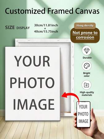 1 Póster de pintura al óleo de alta definición con marco personalizable opcional, póster de lienzo personalizado, fotos personalizadas, comparte tus recuerdos favoritos y momentos talla grande preciados, regalo perfecto para amigos y familiares, arte de pared para aniversario, Día de San Valentín, Día de la Madre, cumpleaños, Día del Niño, etc.