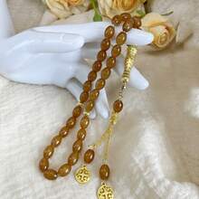 1pc 33pcs Oval Glass Bead Bracelet, Classic & Elegant, Suitable For Men's Daily Wear, TASBIH