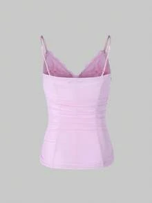 Áo camisole corset ren và lưới quyến rũ, gợi cảm, thích hợp cho hẹn hò, tiệc tùng, trang phục mùa hè nóng bỏng. - Hồng - Xem 6