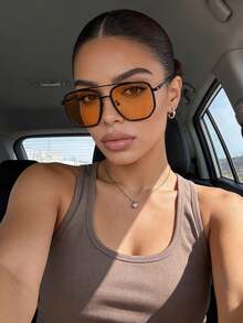 1pc Women's Aviator Frame Classic Fashion Y2K Style, Suitable For Outdoor Daily Driving, Camping, Music Festivals And Other Occasions - Multicolor - View 6