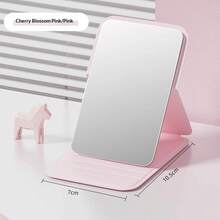 2Pc Ins Simple Small Mirror High-Value Portable Makeup Mirror-Up Mirror Student Dormitory Folding Mirror Mirror Small - 粉紅色[1個裝]7*10cm - 查看 2