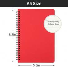 EUSOAR Spiral Lined Notebook, A5 3packs 5.5\X8.3\ 120 Pages Lined Travel Writing Journal, Memo Notepad Sketchbook, Students College Office Business Subject Diary Ruled Spiral Book Journal-Red Cover - Red - View 3