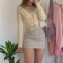 Women's Light Yellow Spring Cardigan, Women's Spring , Light Yellow Short Button Cardigan - Light Yellow - View 4