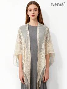 1pc Women's Lace Triangular Scarf Shawl, Mesh Fabric, Suitable For Weddings, Parties, Beaches, Vacations And Daily Wear
