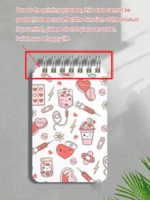 迷你螺旋笔记本 - 口袋便签本，横格记事本，卡通护士主题派对用品，笔记本，美式风格，卡通主题，可爱便携便签本，口袋大小笔记本，英文活页记事本，学习用品，返校季 - 彩色 - 查看 8