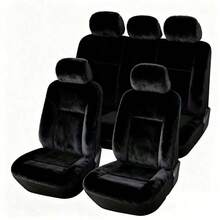9pcs 5-Seater, 2pcs Front Single Seat, Full Set Of Plush Car Seat Covers | Women's Pink Winter Plush Seat Covers, Universal Size, Knitted Fabric, Machine Washable. Best Gifts For Friends, Graduation Gifts, Back-To-School Gifts, Christmas Decorations, Valentine's Day Gifts, Gifts For Mom And Dad, Halloween, Thanksgiving, Personalized Gifts, Birthday Gifts, New Year Gifts. - 座椅套 - 查看 1