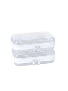 1个透明硬壳收纳盒 - 超透明双层PVC收纳袋，适用于旅行、化妆品和玩具收纳 - 便携、可堆叠、节省空间、拉链开合方便、双拉链硬壳透明收纳袋、防水收纳盒 - 彩色 - 查看 2