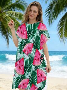 1件沙滩海洋贝壳海星曼陀罗印花冲浪披风，超细纤维速干吸水潜水服罩衫，舒适耐用带帽浴巾，沙滩必备，旅行配件 - 彩色 - 查看 3