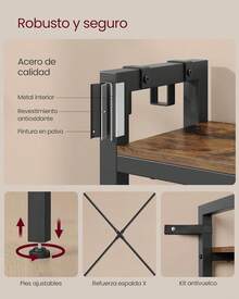 Entryway Coat Rack With Shoe Bench And 5 Storage Shelves, 9 Clothes Hooks And 6 Side Hooks, 40 X 120 X 190 Cm, Rustic Brown And Ink Black HSR426B01 - 復古棕色 + 墨黑色 - 查看 8