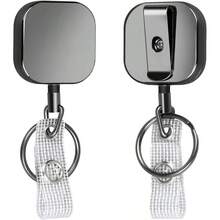 2 Piezas Llavero Retrctil, Yoyo para Gafete con Clip de Metal, Clip Retrctil para Tarjetas de Identificacin, Carrete retrctil con de 23.5 Pulgadas, Porta Llaves retractil Redondo - Clásico - Ver 3